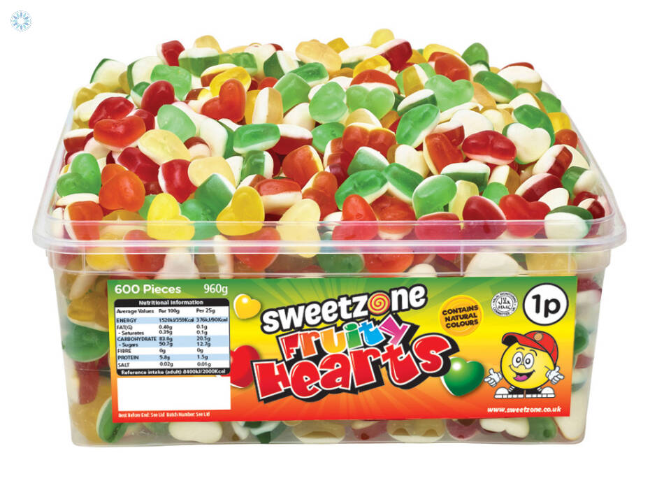 Halal Foods › SweetZone › Fruity Hearts (600 pieces in SweetZone Tub) 1p